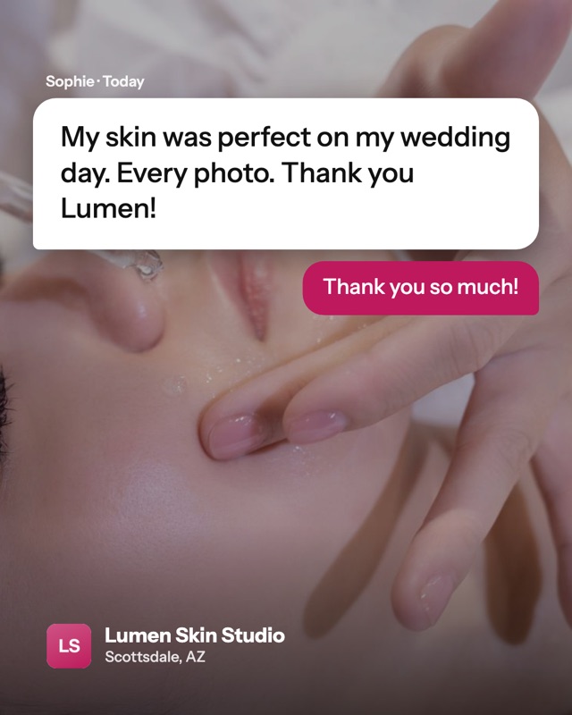 A med spa's post: the client's words as a text message
